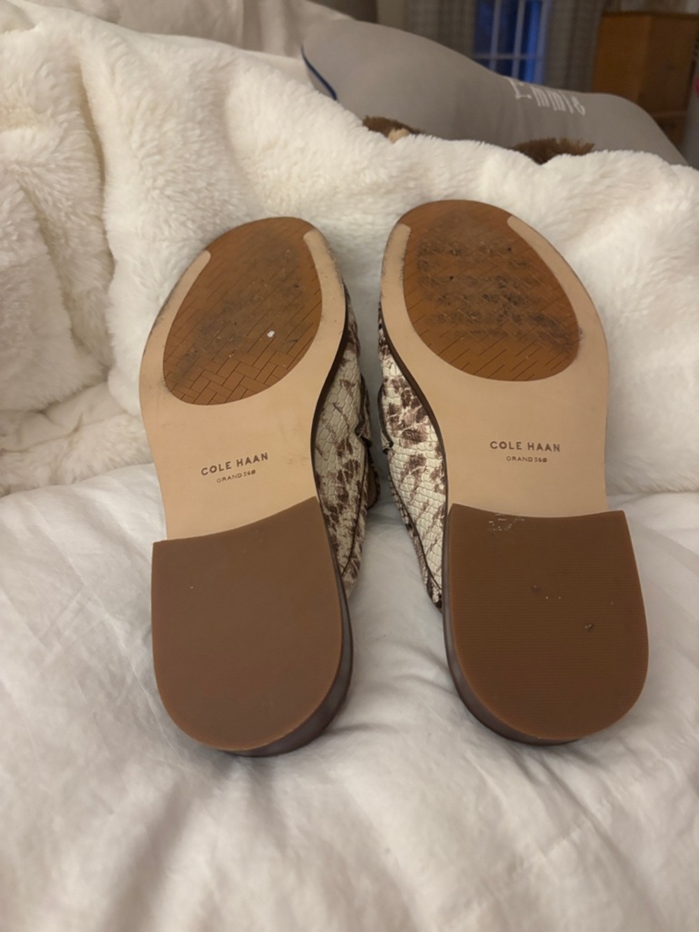 Cole Haan Snake-Print Slip-On Mules in Brown and Cream - Picture 5 of 5